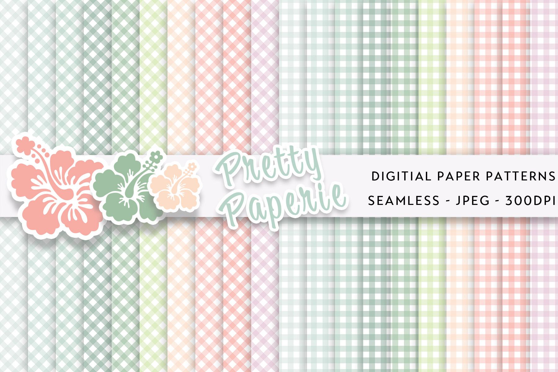 20 Gingham Digital Paper Backgrounds