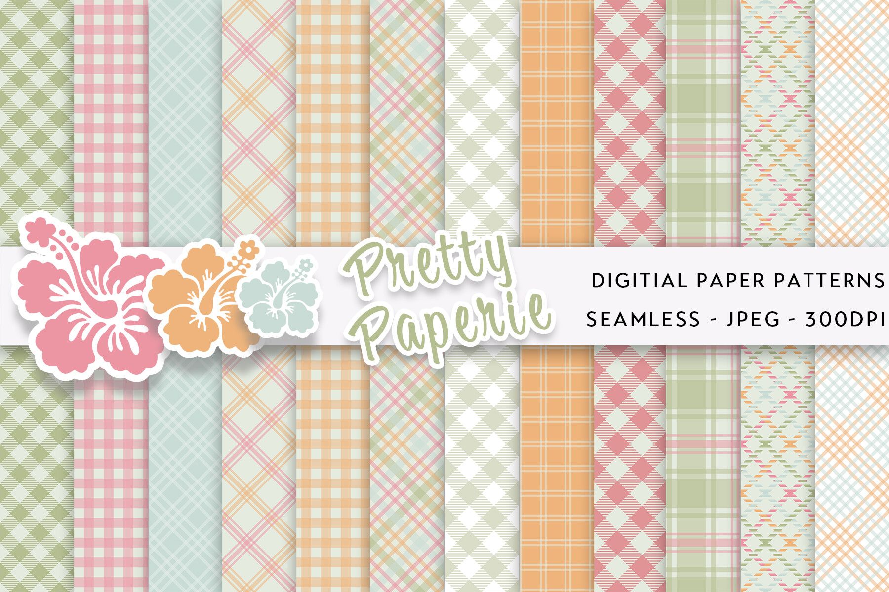 12 Plaid Digital Paper Backgrounds