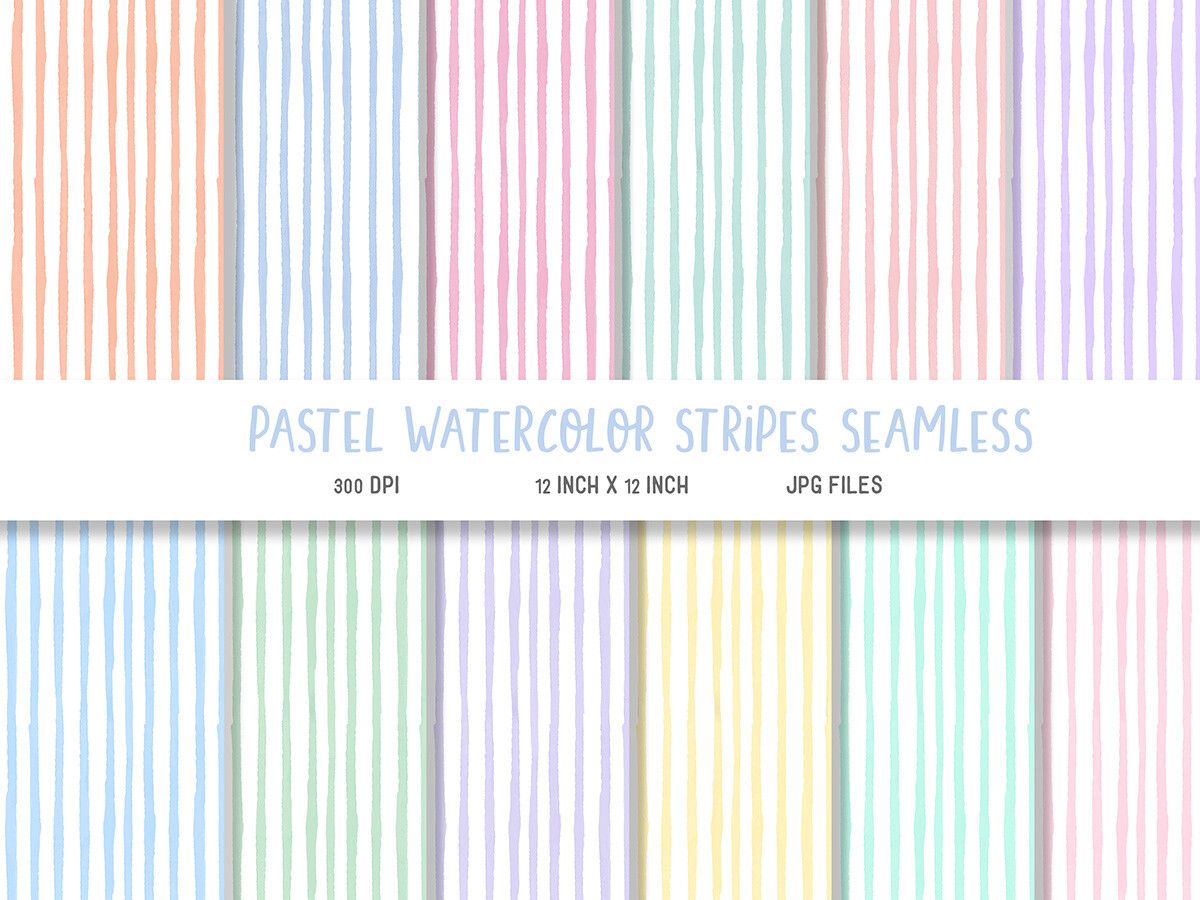 Pastel Watercolor Stripes Digital Paper