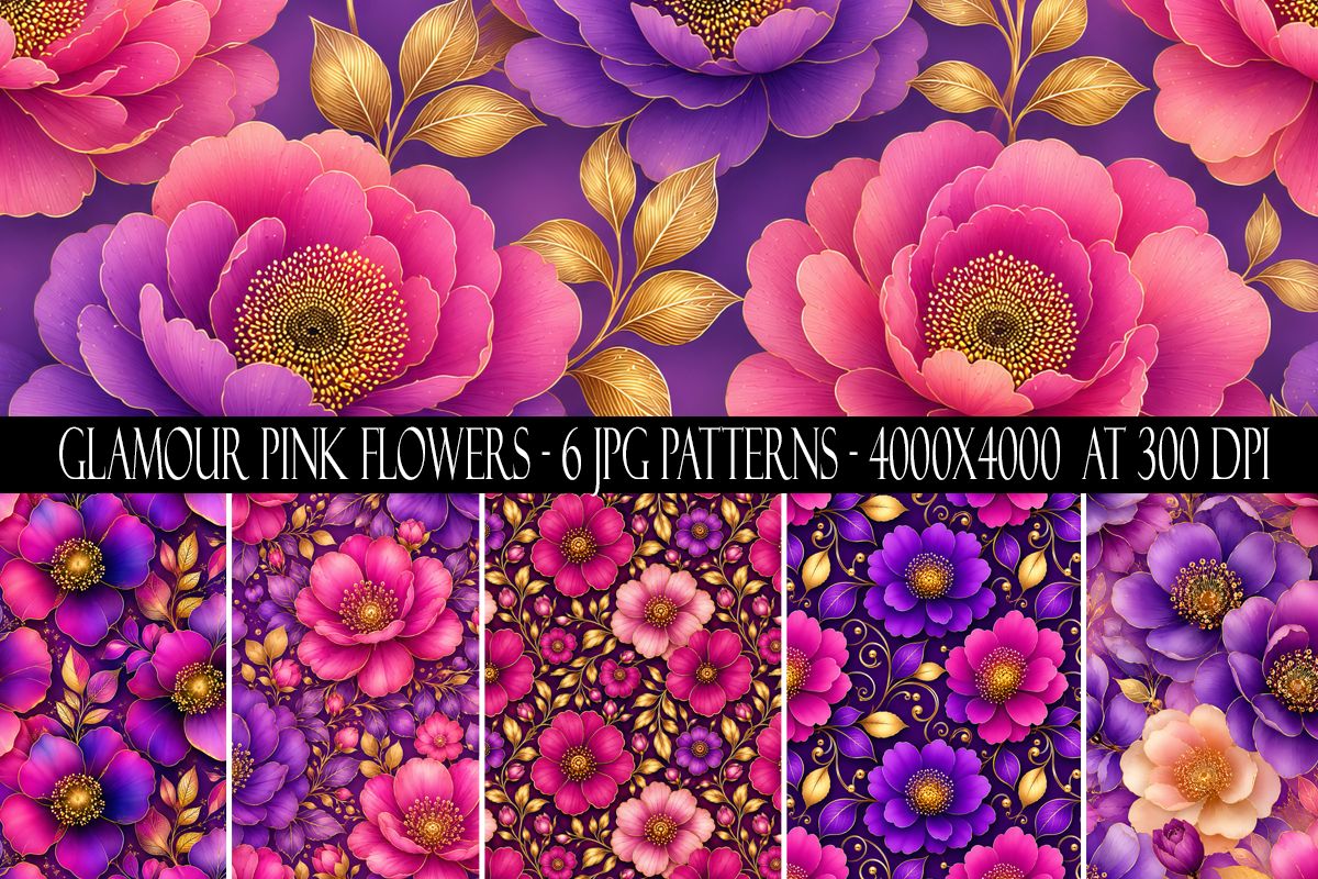 Glamour Pink Flower Seamless Patterns