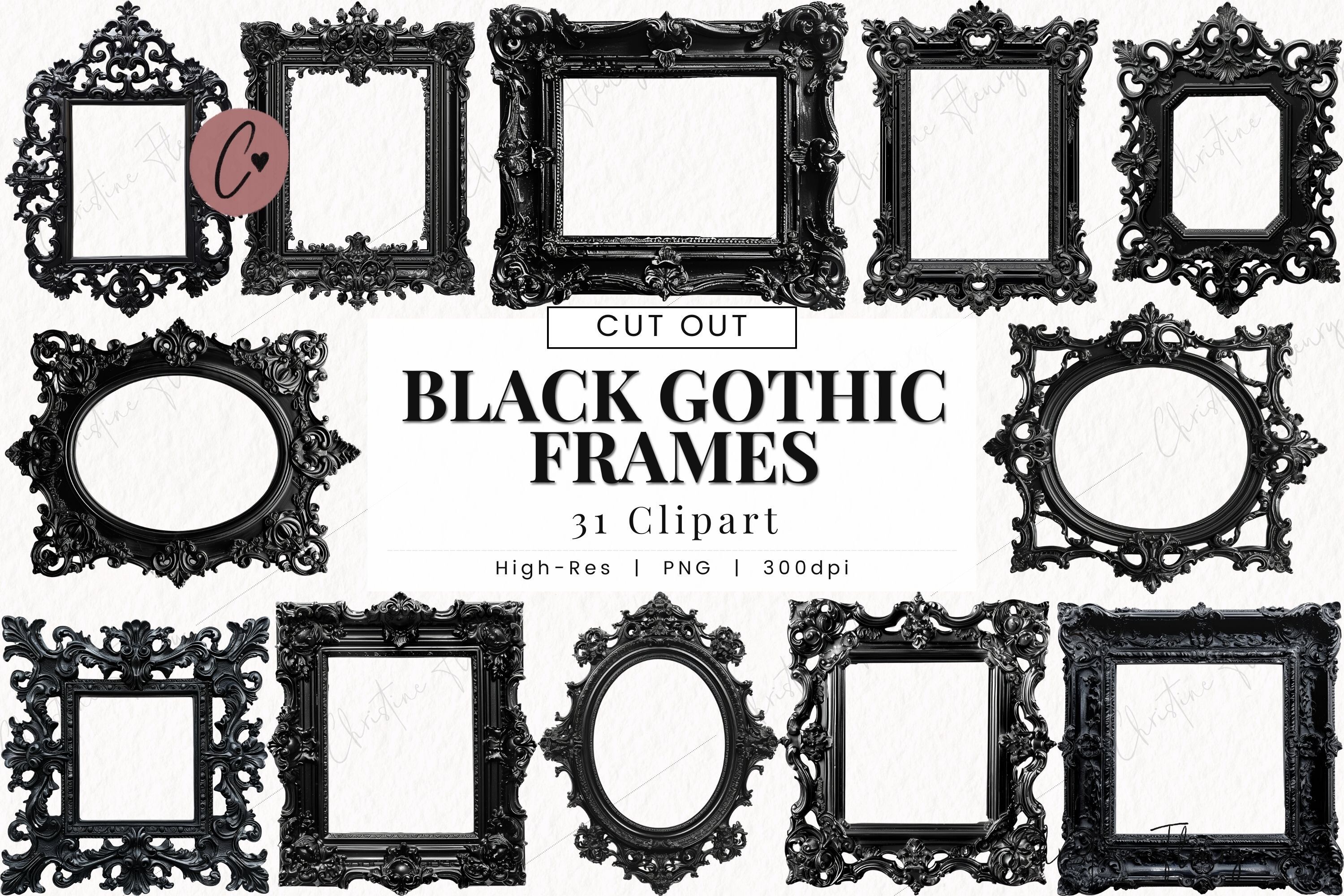 Black Gothic Frames Clipart, Goth PNG